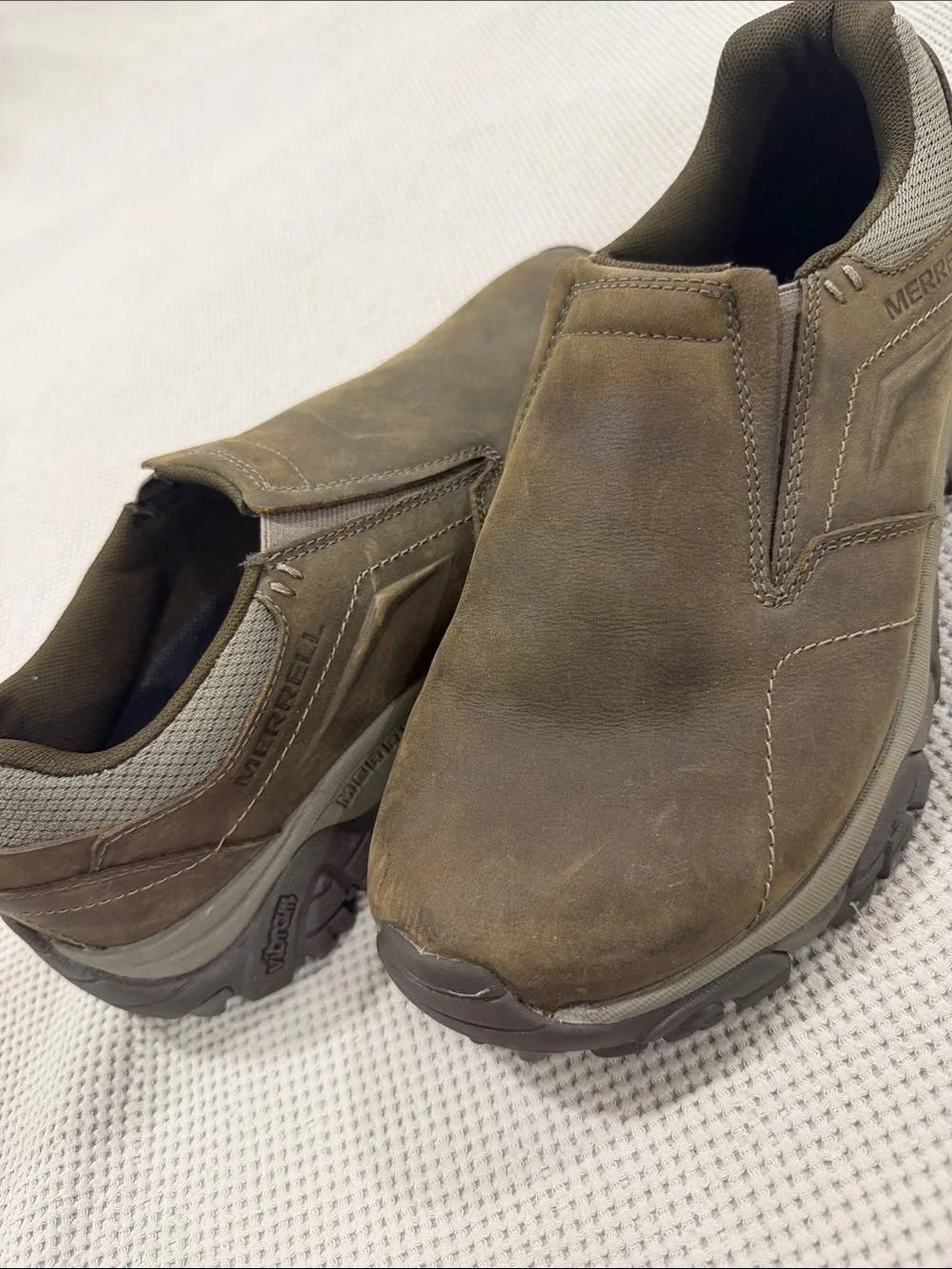 Merrell Men's Olive Brown Slip-On Leather Trail Shoes